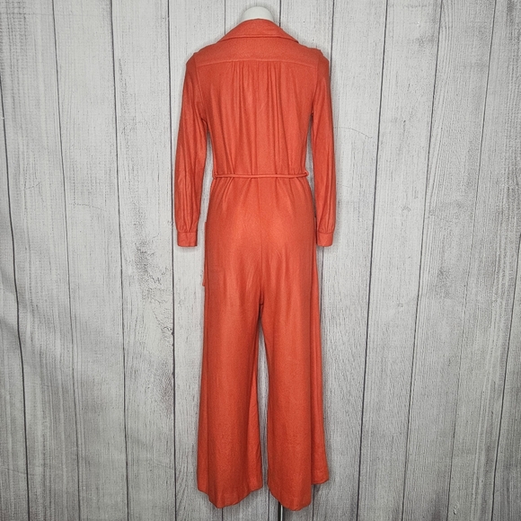 Vintage 70s Groovy Miss Elaine Orange Wide Leg Jumpsuit - Picture 8 of 9